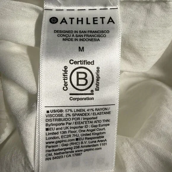 NWT Athleta Paradise Wide Leg Pant White Women Size M Linen Blend Drawstring - Picture 14 of 15